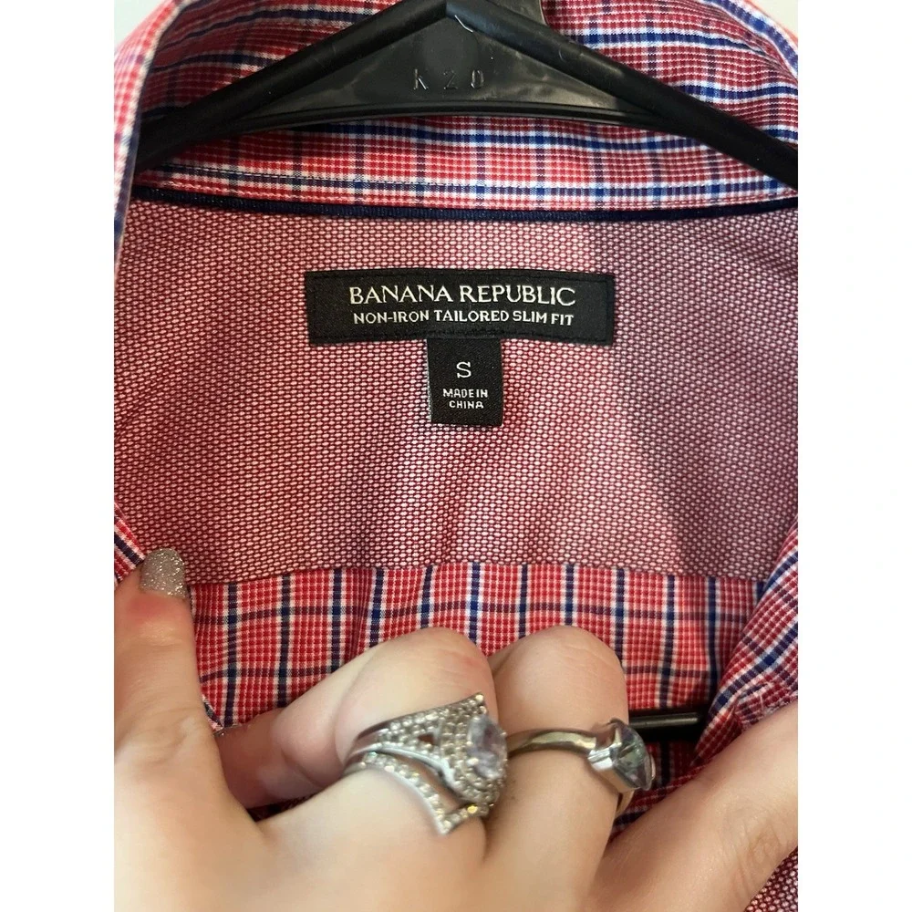 Banana Republic Non Iron Tailored‎ Slim Fit Shirt Long Sleeve Small Plaid Check